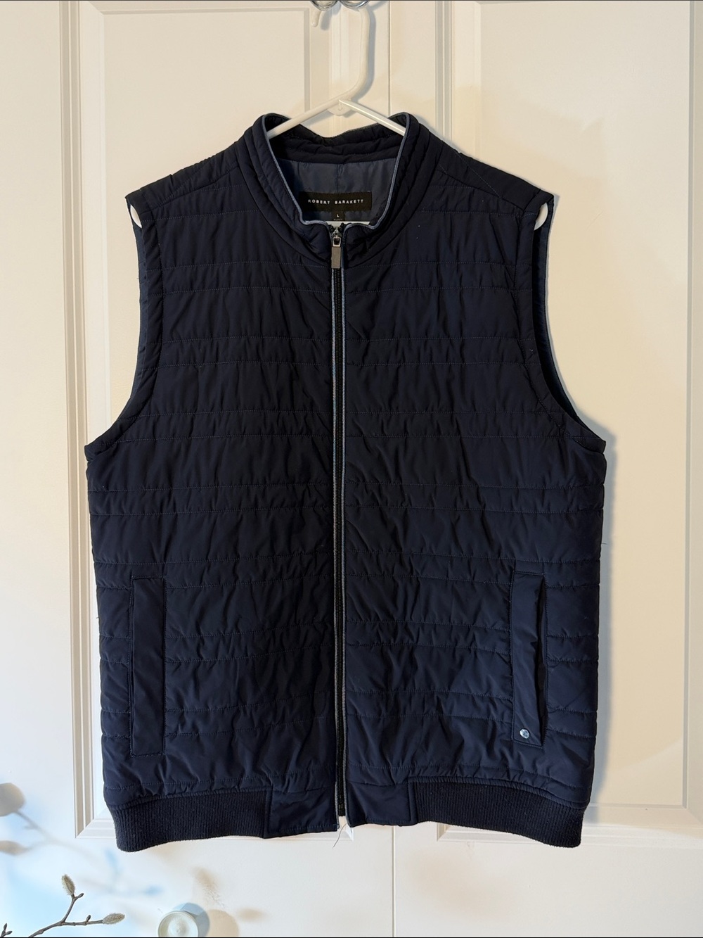 Robert Barakett Men's Quilted Navy Zip Vest large